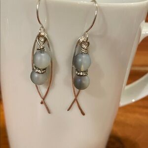 Chic Silver and Gray Beaded Earrings